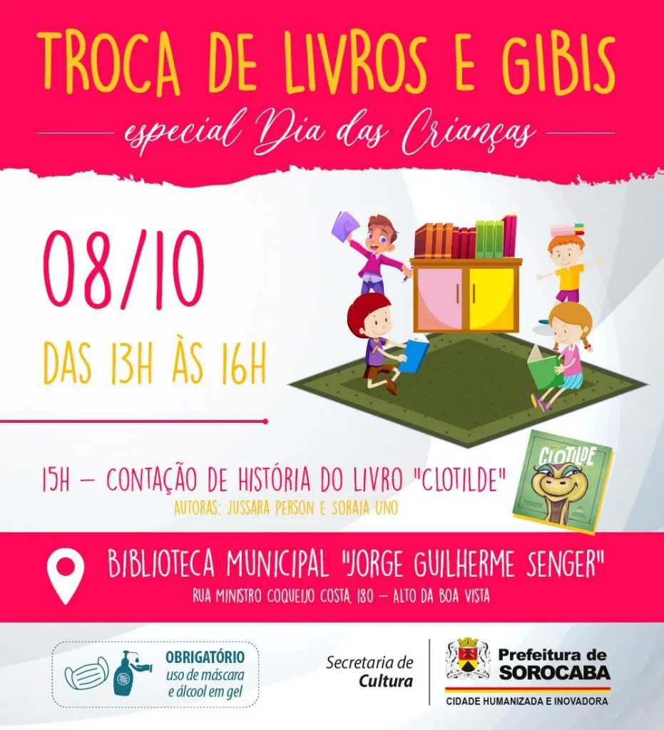 Biblioteca Municipal tem contação de histórias e troca de gibis e livros infantis nesta sexta-feira (8)